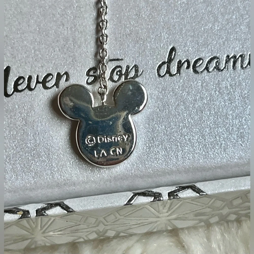 Disney find silver plated Sabarsky Crystal mouse head necklace NIB